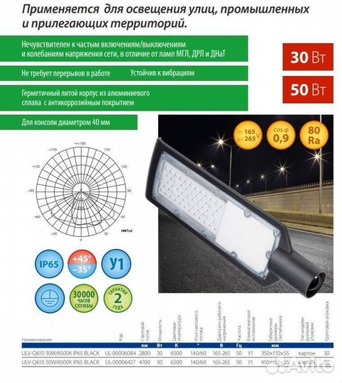 Светильник уличный на столб 50W с кронштейном