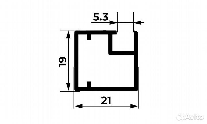 Профиль рамочный квадратный, для стекла, узкий RF