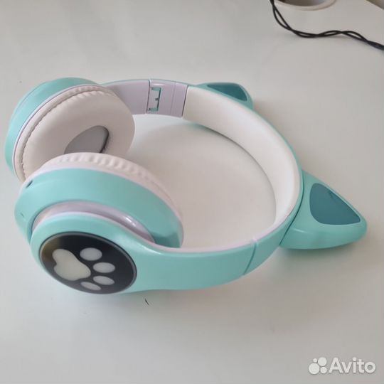 Беспроводные детские наушники светящиеся с ушками