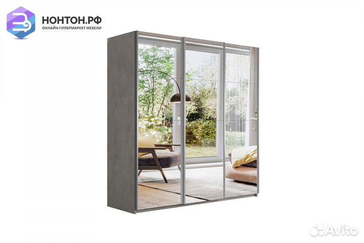 Шкаф-купе 3-х створчатый с зеркалом широкий Прайм