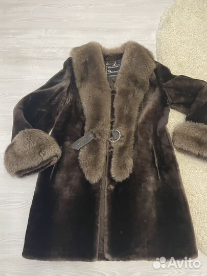 Шуба из овчины с мехом ламы