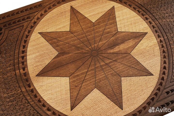 Нарды и шашки резные Звездная октаграмма 61 х 61 см бук Армения 62439