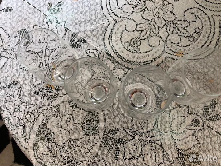 4 белых бокала для шампанского стеклянные