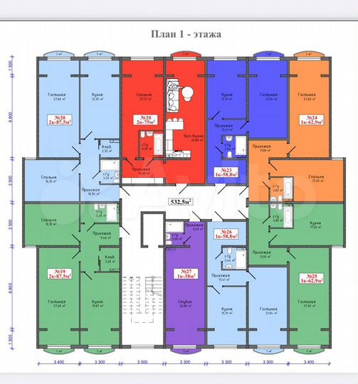 2-к. квартира, 75 м², 4/14 эт.