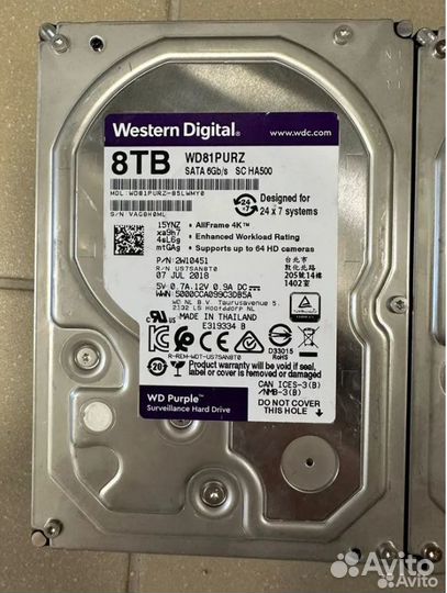Жесткий диск WesternDigital WDPurple 8TB (WD82purz
