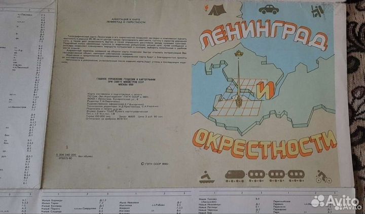 Карта СССР Ленинград и окрестности 1990г