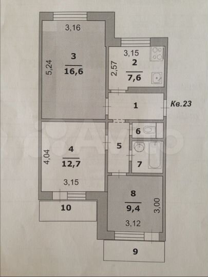 Комната 16,6 м² в 3-к., 6/9 эт.