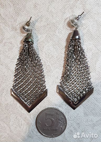 Серьги длинные металл
