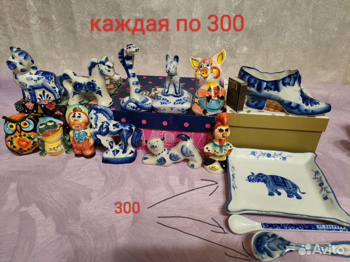 Статуэтки Гжель много разных