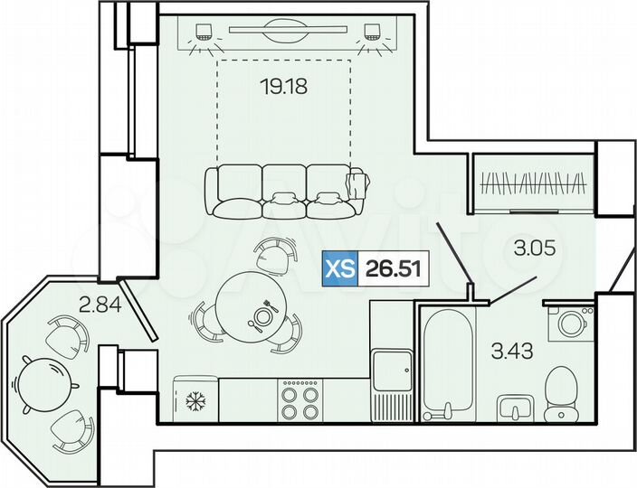 Квартира-студия, 26,5 м², 9/9 эт.
