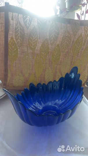 Ваза хрустальная синяя времен СССР