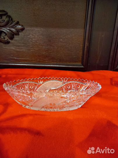 Ваза салатник хрустальная СССР алмазный рисунок