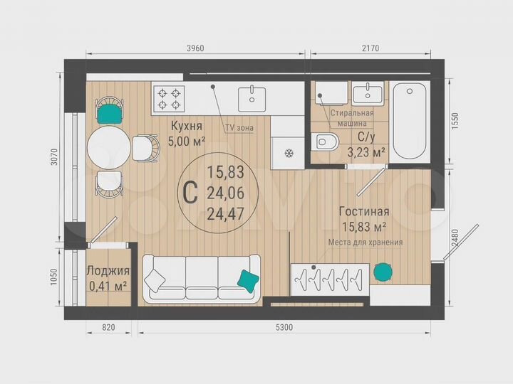 Квартира-студия, 24,5 м², 14/27 эт.