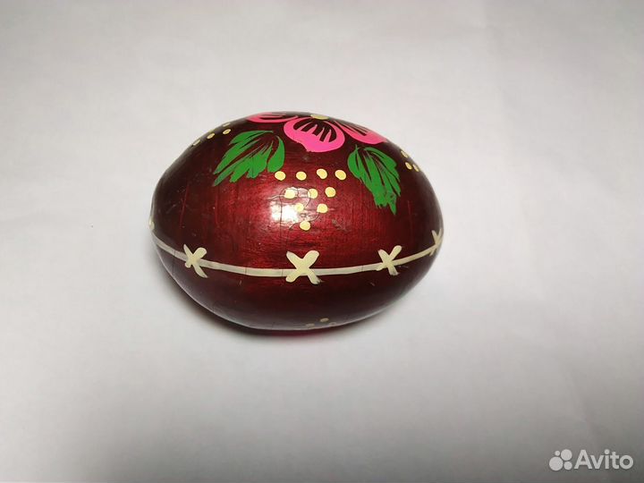 Деревяное яйцо СССР 60г Пасха расписное раритет