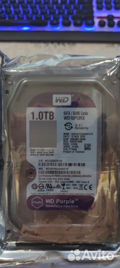 Жесткий диск 1tb WD Purple 1тб для видеонаблюдения