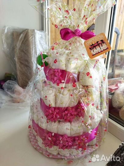 Букет из подгузников, торт