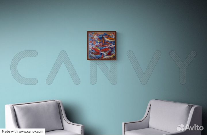 Картина маслом интерьерная Рыбки