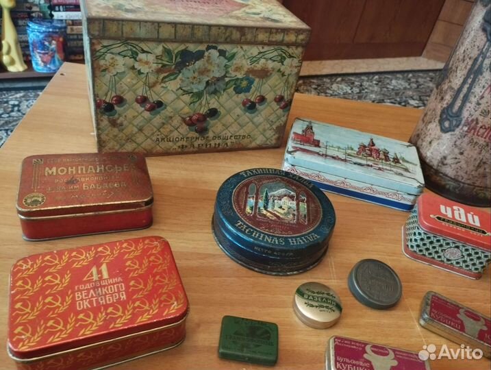 Антикварные, винтажные, жестяные банки