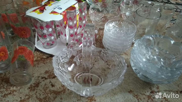 Посуда стекло разная стаканы, конфетницы