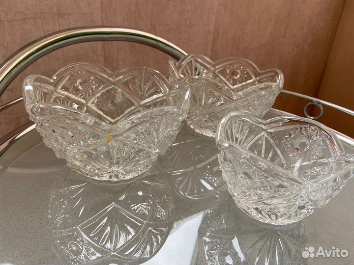 Салатники хрустальные, 3 шт