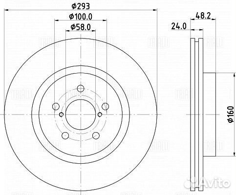 Диск тормозной передний вентилируемый Trialli DF220110