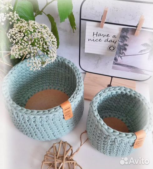 Корзинка из трикотажной пряжи