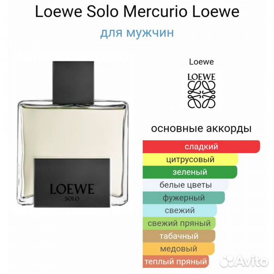 Распив от 2 мл Loewe Solo Mercurio Loewe