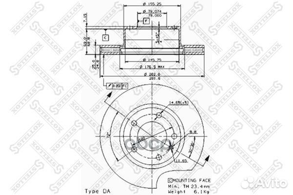 6020-47115V-SX диск тормозной передний VW Pass