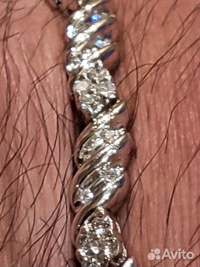 Золотой браслет 585 белое с брилиа 2 карата Италия