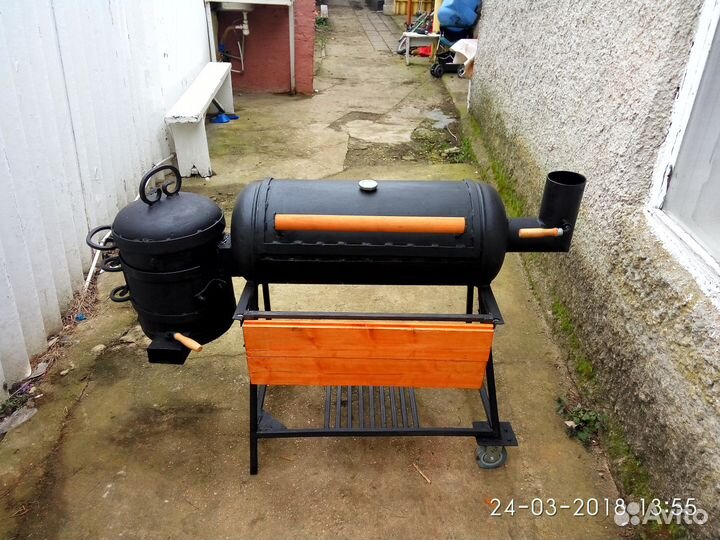 Мангал + коптильня + барбекю + печь под казан