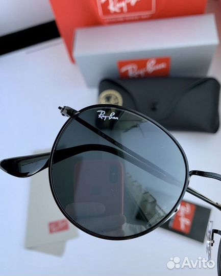 Очки ray ban round metal черные