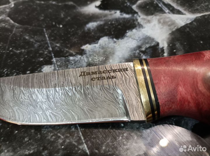 Нож охотничий ручной работы из дамасской стали