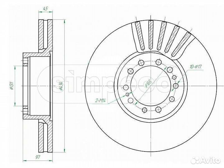Диск тормозной Рено 438/131x45/97