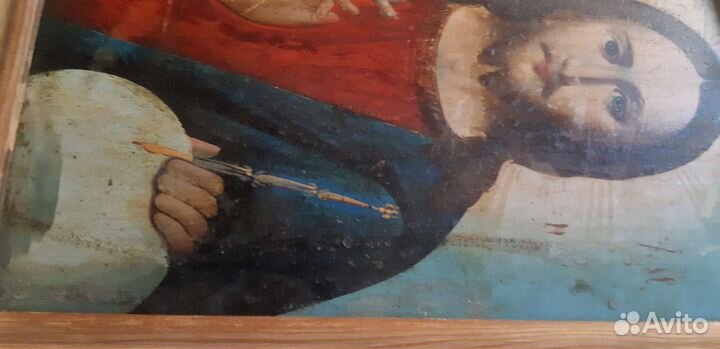 Икона Господь Вседержитель.Спас.Живопись.19 век