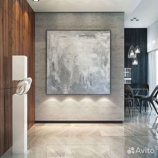 Картина маслом серая абстракция
