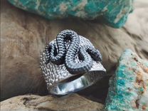 Новое массивное кольцо "Змея" серебро