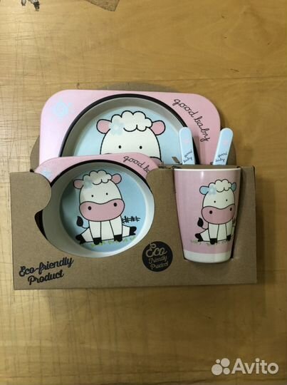Набор детской посуды из бамбукового волокна в ассо