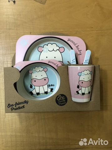 Набор детской посуды из бамбукового волокна в ассо