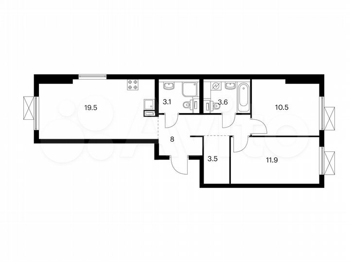2-к. квартира, 60,1 м², 24/25 эт.