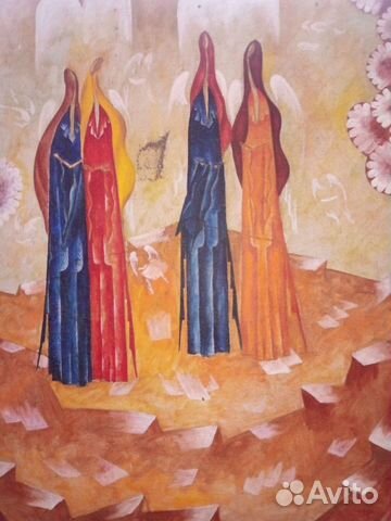 Картина маслом на холсте старинная очень старинная