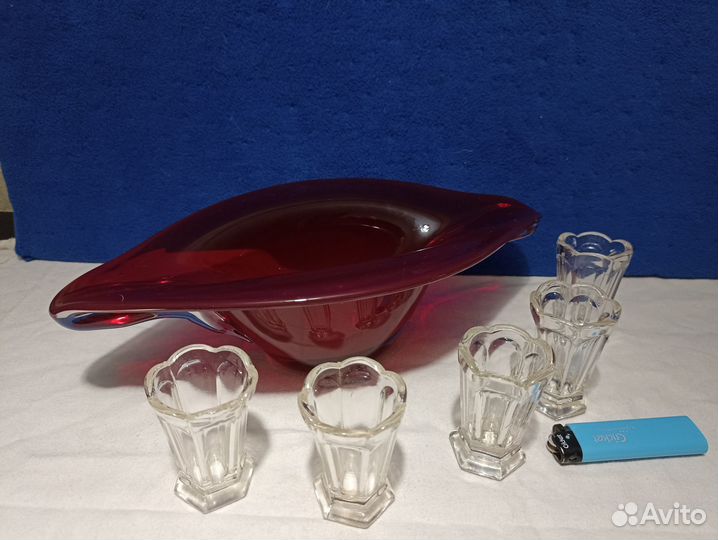 Лафитники до 1917 года, конфетница красное стекло