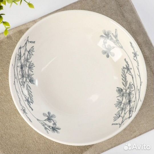 Тарелка суповая «Гербарий», 750 мл, d19,5 см, бела