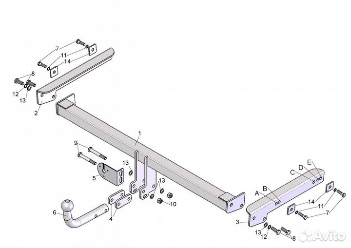 Фаркоп на Фольксваген Тигуан, с 2016 г. в. Новый