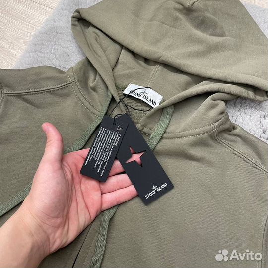 Зип худи stone island + термопатч зеленая