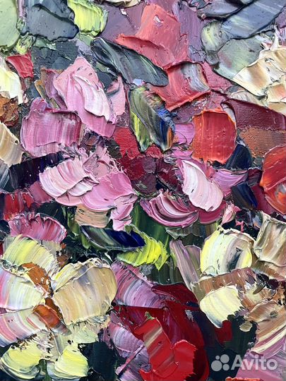 Картина маслом цветы текстурная