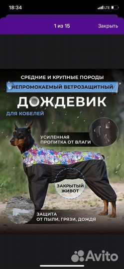 Дождевик для собаки(кобель )