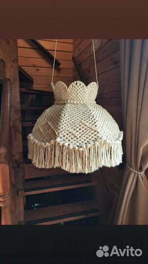 Плетёные абажуры макраме, люстры
