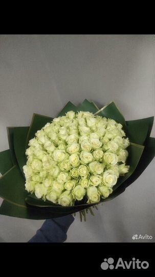 Букет из 101 белой розы 40 см