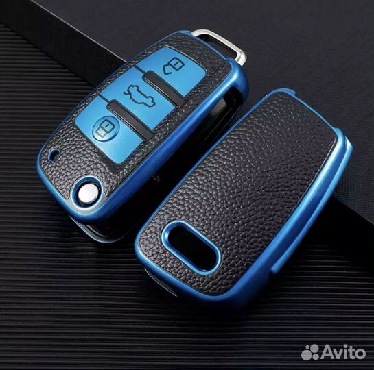 Чехол на выкидной ключ TPU Audi / Ауди blue