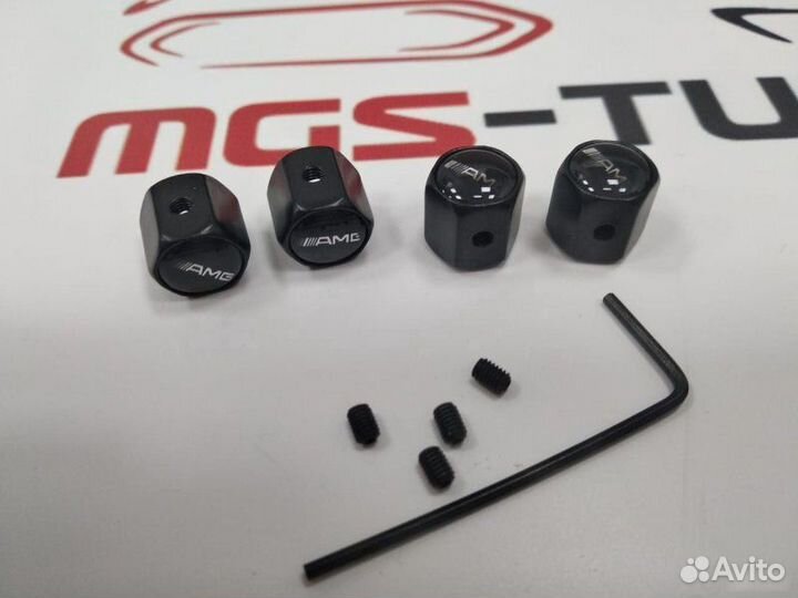 Колпачки на ниппели AMG с защитой от кражи Black